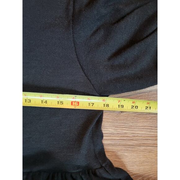 ZARA Prairie Style Midi Dress Women's Cottagecore Short Sleeve Sz XL Black - Picture 4 of 13